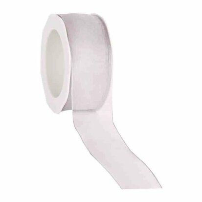 Organza lint zilver met ijzerdraad 38 mm breed