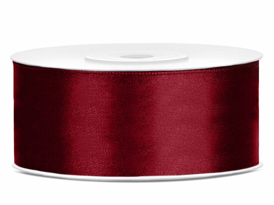 Dubbelzijdig satijn lint 25 mm bordeaux rood