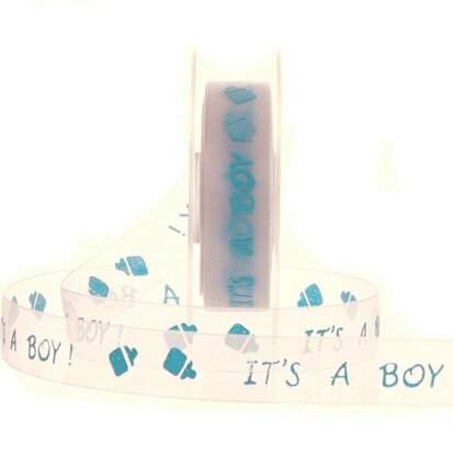 Organza lint  wit it's a boy 23 mm breed