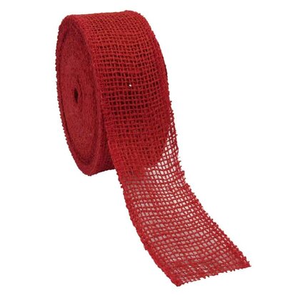 Jute lint rood 5 cm breed 20 meter rol extra kwaliteit