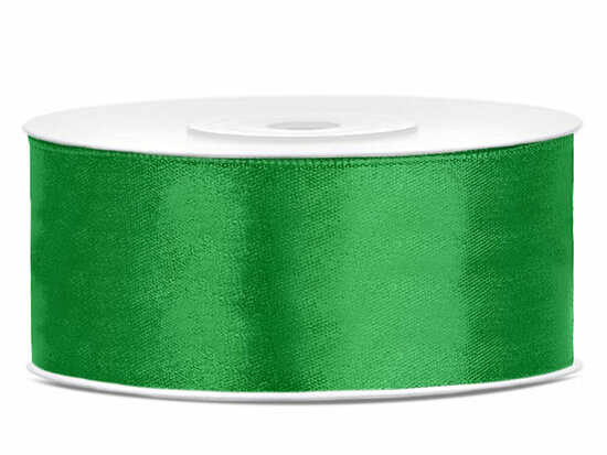 Dubbelzijdig satijn lint 25 mm groen