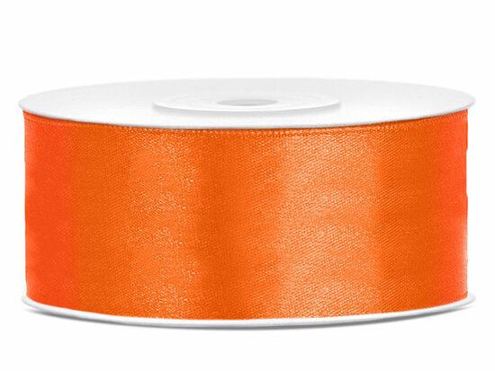 Dubbelzijdig satijn lint 25 mm oranje