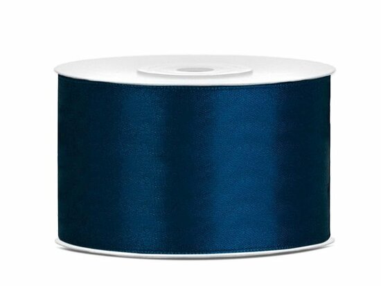 Dubbelzijdig satijn lint 38 mm donker blauw