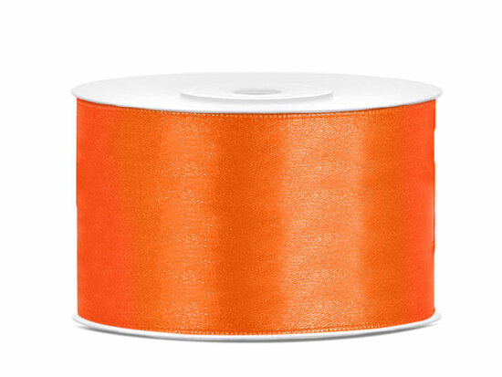 Dubbelzijdig satijn lint 38 mm oranje