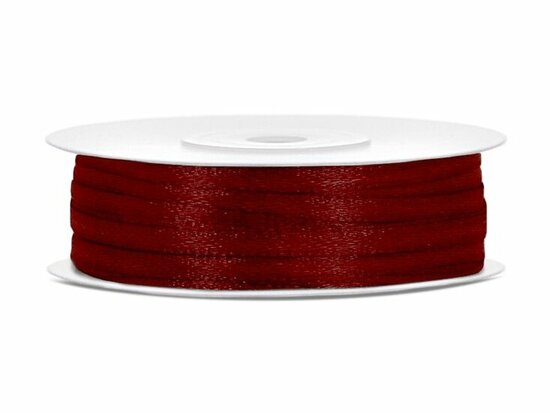 10 meter Satijn lint 3 mm bordeaux rood