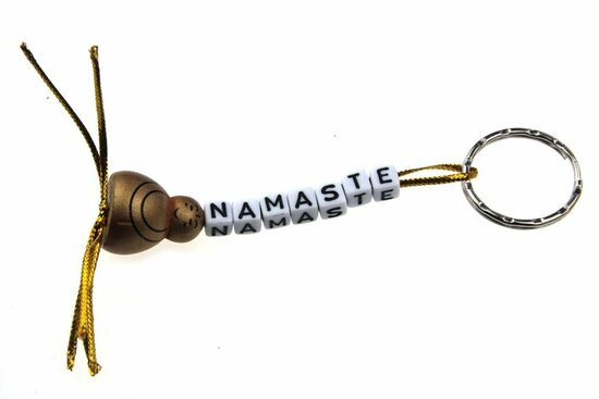 Gelukspoppetjes sleutelhanger boeddha goud namaste