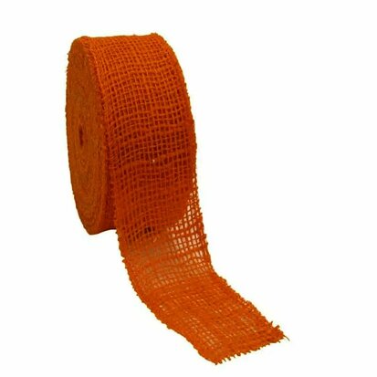 Jute lint oranje 5 cm breed 20 meter rol extra kwaliteit