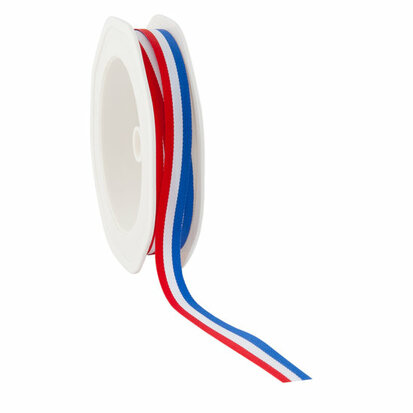 Lint vlag rood wit blauw 10 mm breed