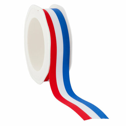 Lint vlag rood wit blauw 25 mm breed