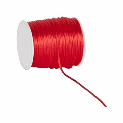 Satijn koord 2 mm rood rol 100 meter