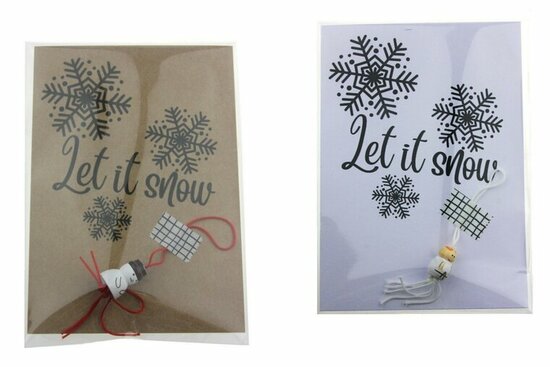 Kaart let it snow met gelukspoppetje