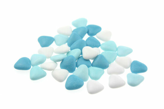 Bruidsuiker hartvormig mini mix blauw