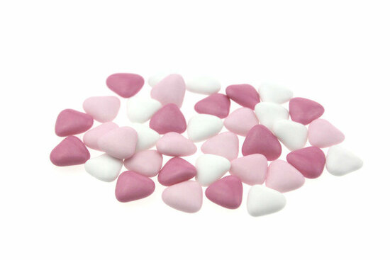 Bruidsuiker hartvormig mini mix roze
