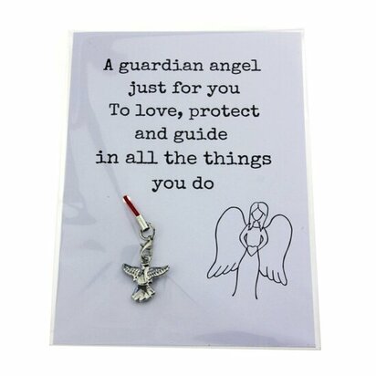 Gelukszakje kaart wit a guardian angel just for you gelukshanger bedel engel