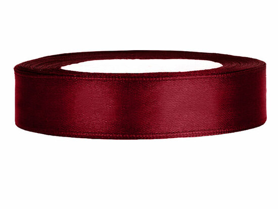 Satijn lint 15 mm breed bordeaux rood 100 meter rol