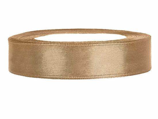Satijn lint 15 mm breed warm taupe 100 meter rol