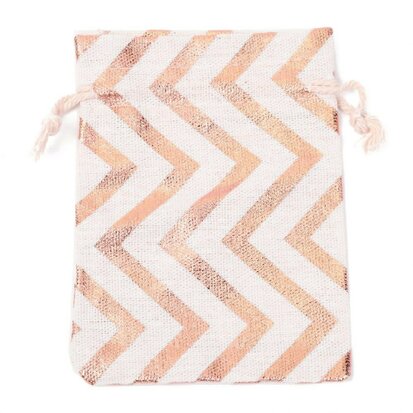 Katoenen zakjes zig zag metallic rosegoud