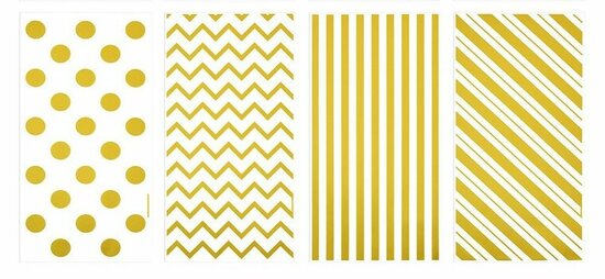 Cellofaan zakjes goud printjes mix onder plakstrip 12.5 x 27 cm 10 stuks