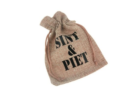 Jute look zakjes sint & piet 9.5 x 13.5 cm