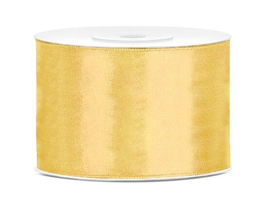 Satijn lint 50 mm breed licht goud