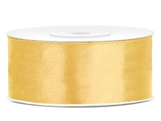 Satijn lint 25 mm breed licht goud