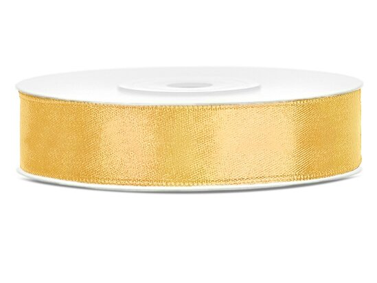 Satijn lint 12 mm breed licht goud
