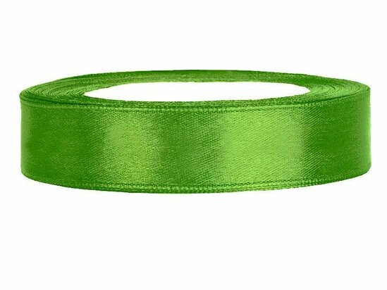 Satijn lint 1 cm breed groen 100 meter rol