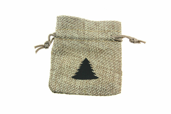 Jute look zakjes naturel kerstboom zwart