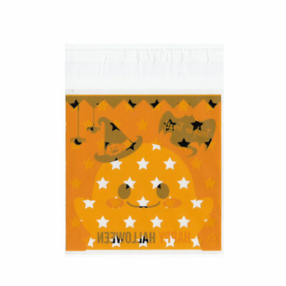 cellofaan zakjes halloween oranje met sterretjes 10 stuks