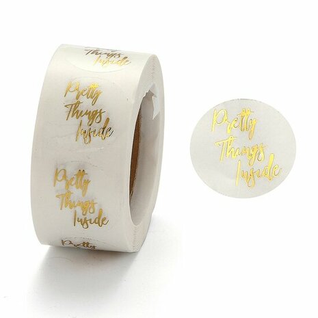 Stickers transparant goud tekst pretty things inside 10 stuks