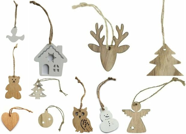 Kaart merry christmas met houten hanger