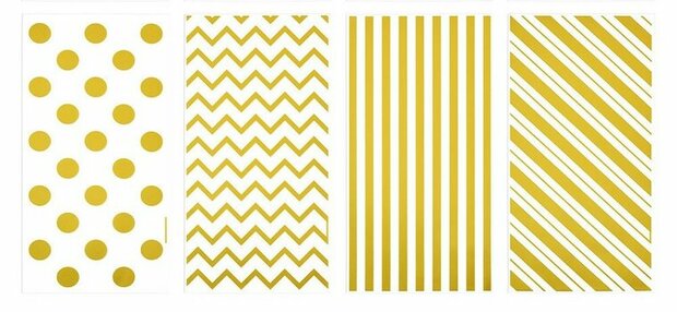 Cellofaan zakjes goud printjes mix onder plakstrip 12.5 x 27 cm 10 stuks