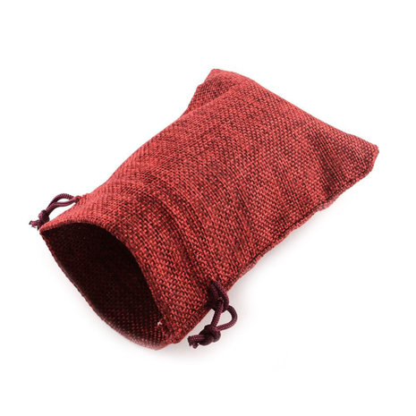 Jute zakje bordeaux rood 7 x 9 cm