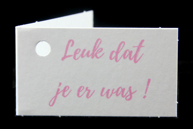 Traktatie kaartjes leuk dat je er was roze