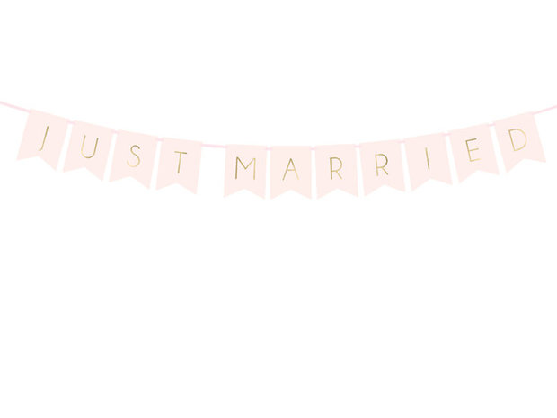 Slinger just married licht roze metalic goud bedrukt 1