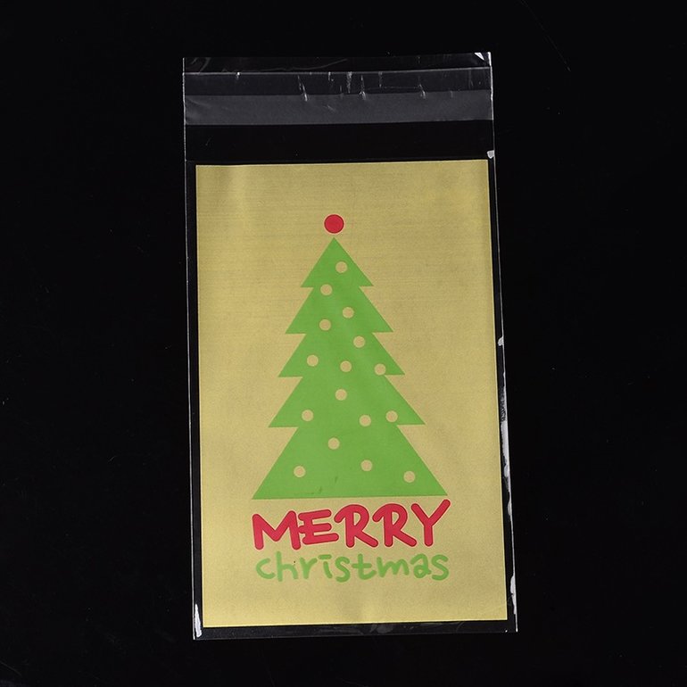 Cellofaan zakjes kerst met plakstrip | goedkoop - alles voor bedankjes, groothandel organza zakjes en materialen