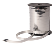 Krullint metallic zilver 1 cm breed rol 250 meter Krullint metallic zilver 1 cm breed rol 250 meter
